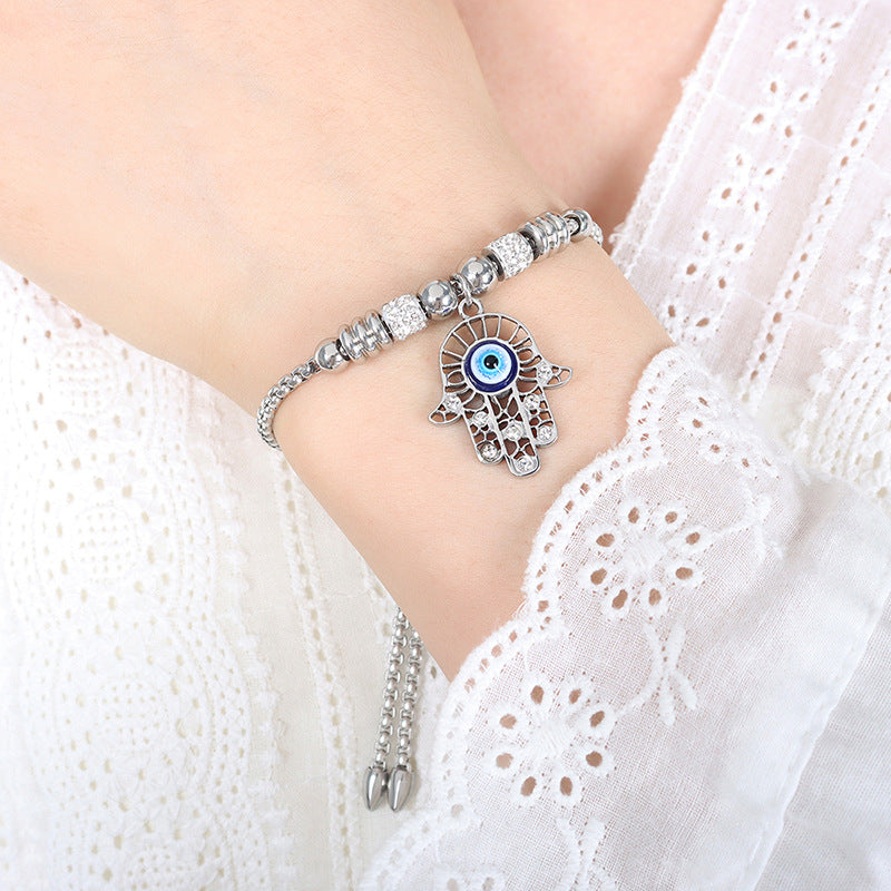 Wholesale Geometric Diamond Inlaid Titanium Steel Bracelet